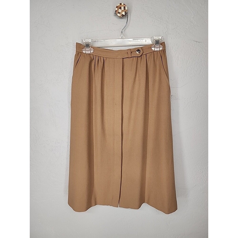 Vintage Camel Wool Midi Wrap Skirt Old Money Quiet Luxury Fall | Evan Picone 8